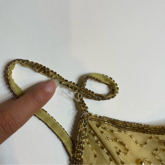 HOST PICK 🌟 Vintage 1960s Laurence Kazar Yellow Silk Beaded Floor-Length Gown 🌟 - Picture 11 of 16